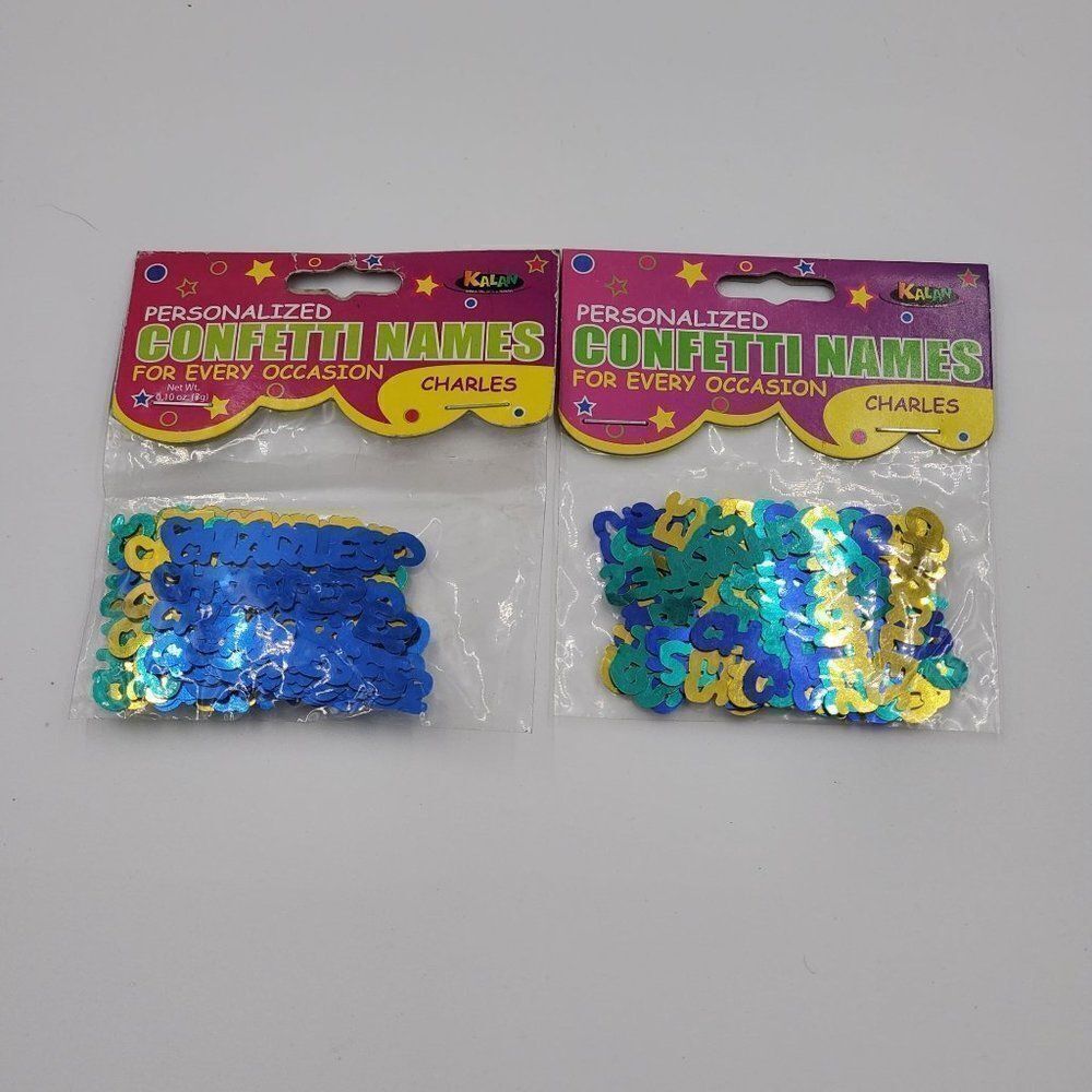 Charles Name Confetti Party Supplies Blue & Gold Foil 2 Packs Kalan